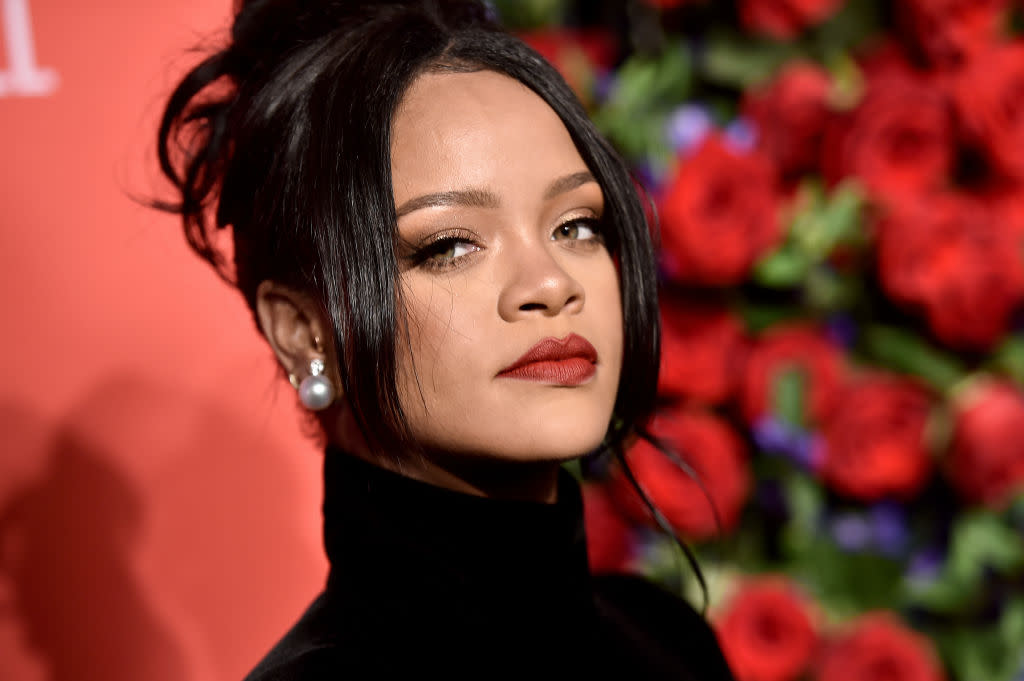 Rihanna is bringing the glam to maternity wear, pictured in September 2019. (Getty Images)