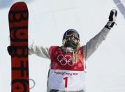 Snowboarding - Pyeongchang 2018 Winter Olympics - Women's Big Air Final Run 3 - Alpensia Ski Jumping Centre - Pyeongchang, South Korea - February 22, 2018 - Anna Gasser of Austria celebrates. REUTERS/Murad Sezer