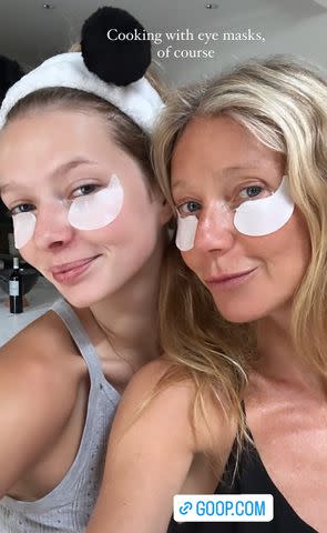 <p>Gwyneth Paltrow/Instagram</p> Apple Martin and mom Gwyneth Paltrow pose with their eye masks.