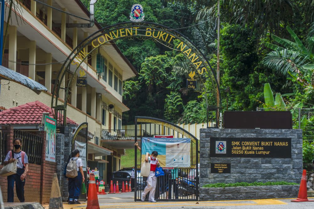 A general view of Sekolah Menengah Kebangsaan Convent Bukit Nanas in Kuala Lumpur April 21, 2021. — Picture by Shafwan Zaidon