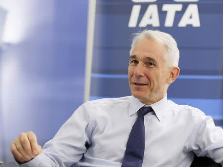 International Air Transport Association (IATA) chief Tony Tyler gestures during an interview with Reuters in Geneva December 11, 2014. REUTERS/Pierre Albouy