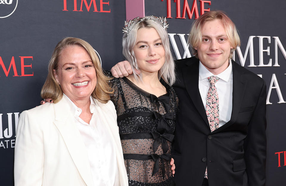 (L-R) Jamie Bridgers, Phoebe Bridgers, and Jackson Bridgers attend TIME's 2nd Annual Women of the Year Gala at Four Seasons Hotel Los Angeles at Beverly Hills on March 08, 2023 in Los Angeles, California.