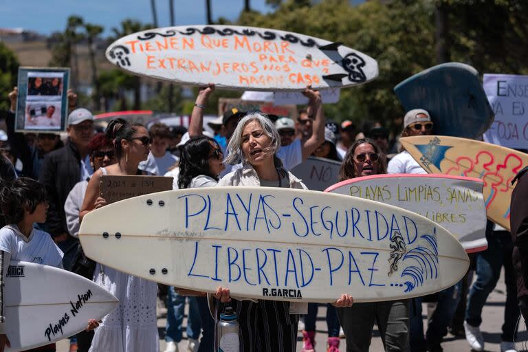 Una protesta contra la inseguridad en Baja California (Foto de Guillermo Arias / AFP)