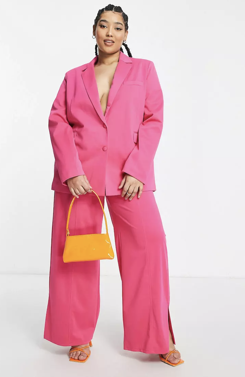 Extro & Vert Plus Slouchy Blazer and Wide Leg Pants Set