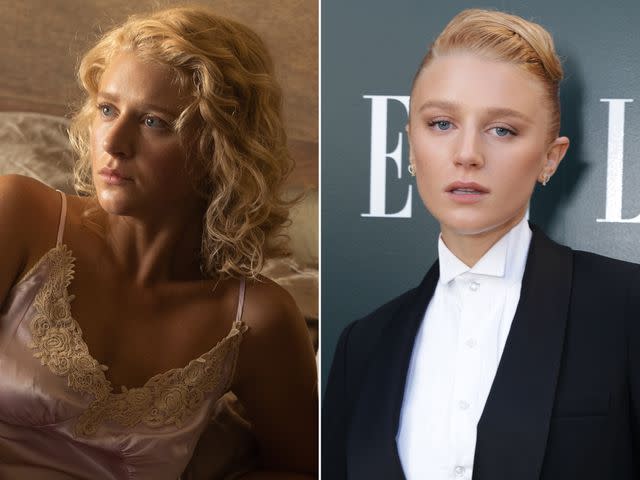 <p>Emerson Miller/Paramount+ ; Anna Webber/Variety/Getty</p> Julia Schlaepfer as Alexandra in the Paramount+ series '1923' ; Julia Schlaepfer at Elle Hollywood Rising 2023 held at The Georgian Room at The Georgian Hotel on May 11, 2023 in Santa Monica, California.
