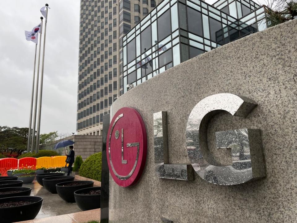 A logo of LG Electronics Inc. is seen outside of the company's office building in Seoul, South Korea, Monday, April 12, 2021.   (Ahn Young-joon/The Associated Press - image credit)