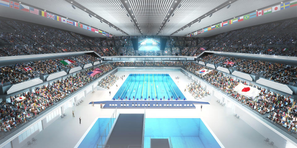 <p>Design rendering of Olympic Aquatics Centre (Photo courtesy of Tokyo 2020) </p>
