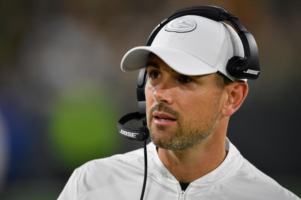 Matt LaFleur and Packers fans were befuddled by a no-call on an apparent pass interference Thursday. (Getty)