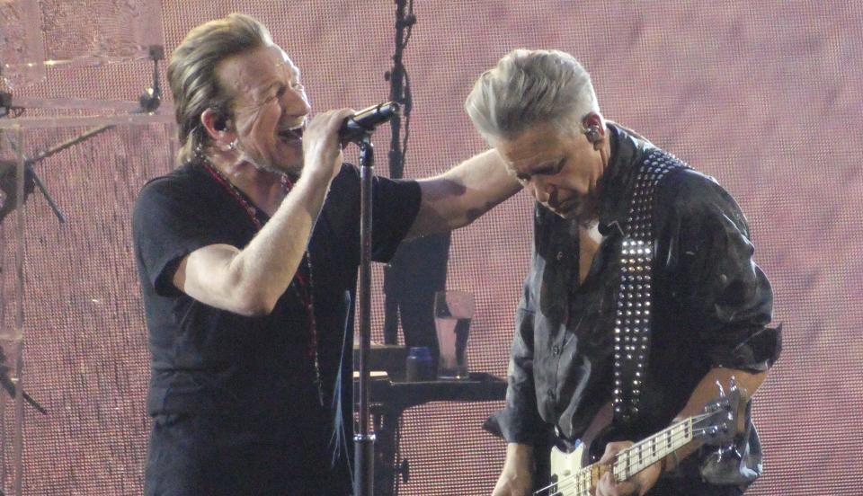 Bono and Adam Clayton on the opening night of U2's Sphere engagement las vegas pride lyrics israel