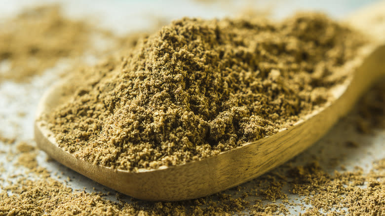 garam masala in a spoon