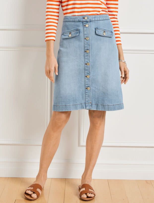 19) A Denim A-Line Skirt with a Worn-In Feel