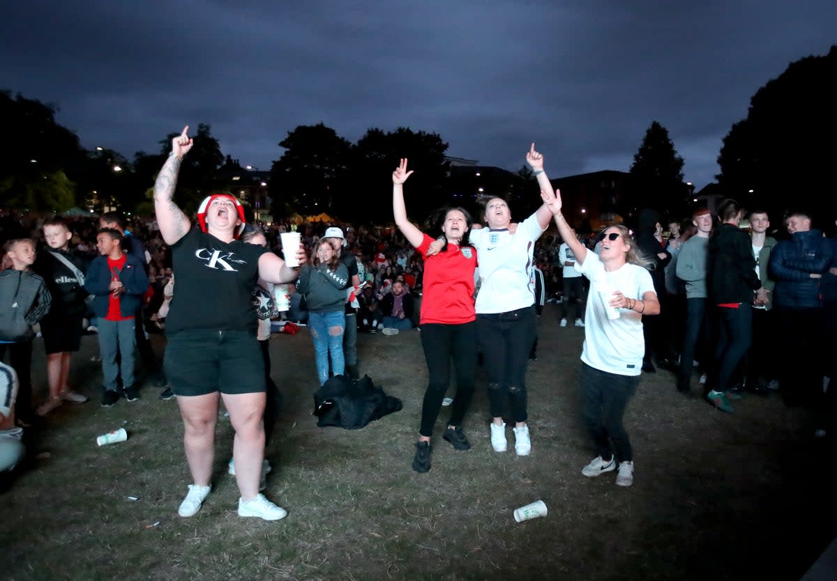 England fans react at Devonshire Green (Isaac Parkin/PA) (PA Wire)