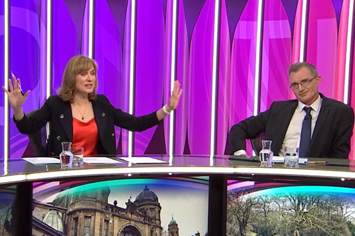 Fiona Bruce intervenes after Tory minister David TC Davies personally attacked a Labour MP <i>(Image: BBC)</i>