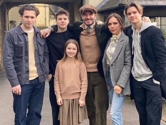 David Beckham Instagram From left: Brooklyn, Cruz, Harper, David, Victoria and Romeo Beckham