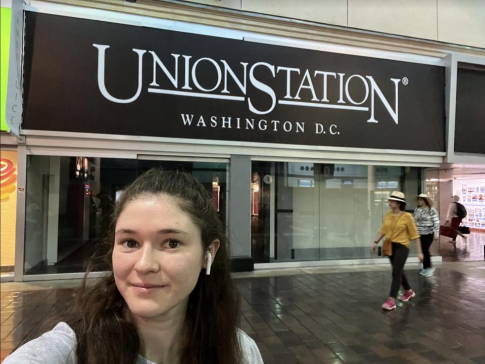 diana posing inside union station in washington dc
