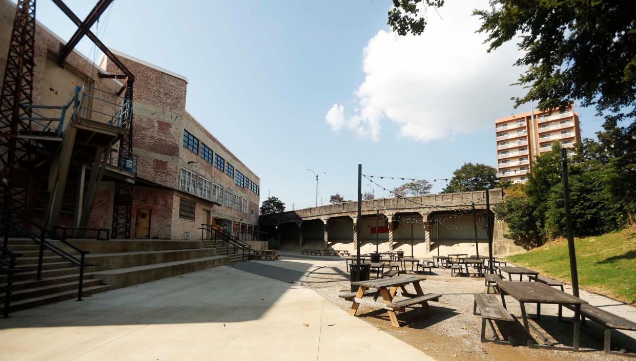 The outside patio area of Memphis Made Brewing Co. of their new, second location at 16 S. Lauderdale Street can be seen in Memphis, Tenn. on September 21, 2023.