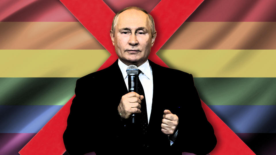 Russian President Vladimir Putin and his antigay law.