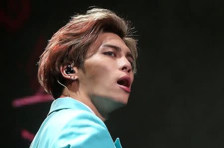 Kim Jong-hyun, the lead singer for South Korea's top boy band Shinee performs in this undated photo taken by Yonhap. Yonhap/via REUTERS