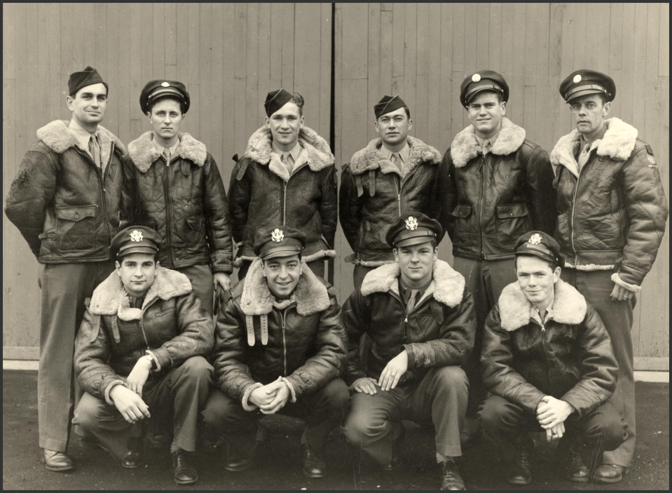 Paul Grassey, bottom row and second from left, is pictured with his fellow airmen during World War II. Grassey flew bombers over occupied Europe, and believes the unified nature of American sentiment 80 years ago was critical to defeating Nazi Germany and other Axis powers. He says the same sense of shared resolve will be needed to beat back the coronavirus pandemic.