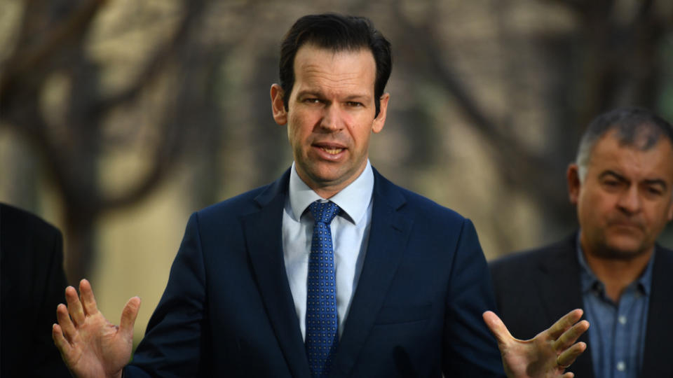 Matt Canavan at a media conference 