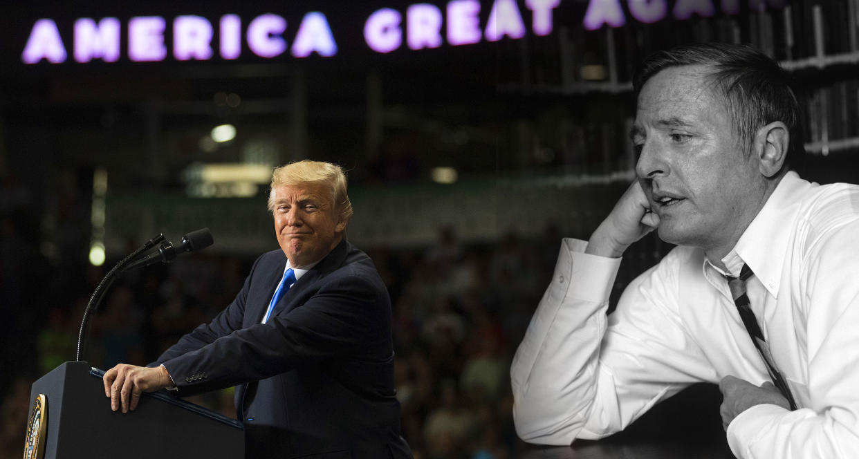 President Trump and conservative author and commentator William F. Buckley. (Photo illustration: Yahoo News; photos: Carolyn Kaster/AP, Waring Abbott/Getty Images)