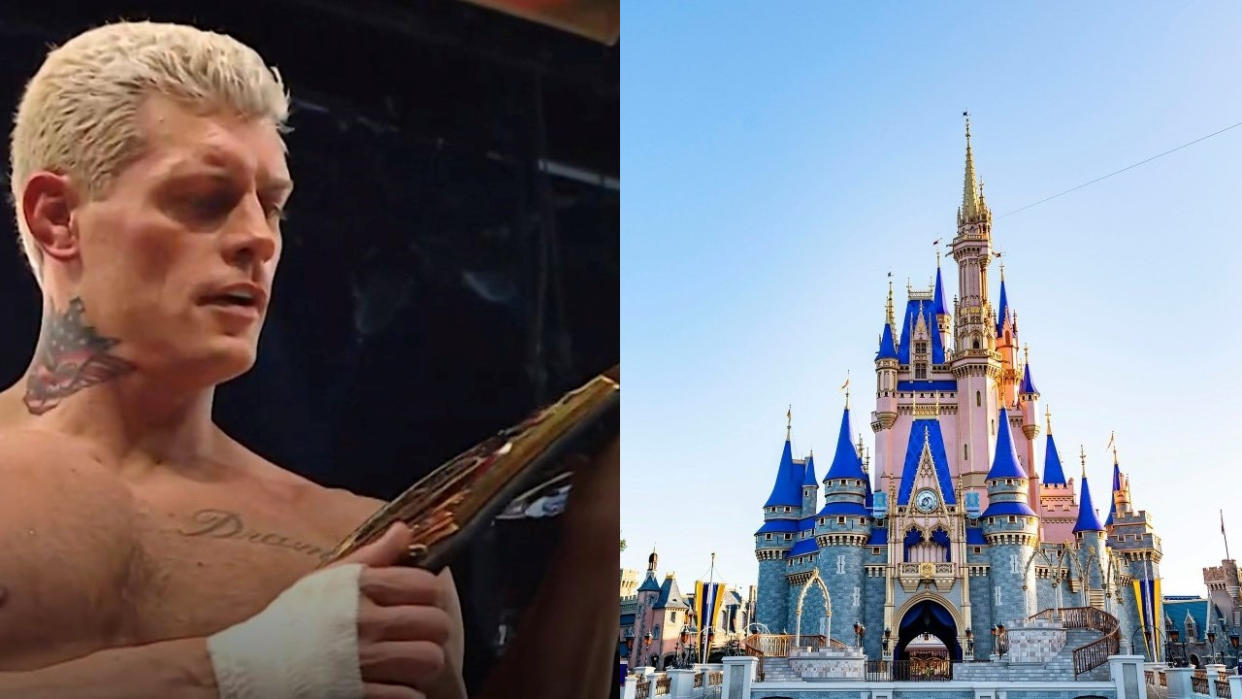  Cody Rhodes with WWE Title/Cinderella Castle at Magic Kingdom. 