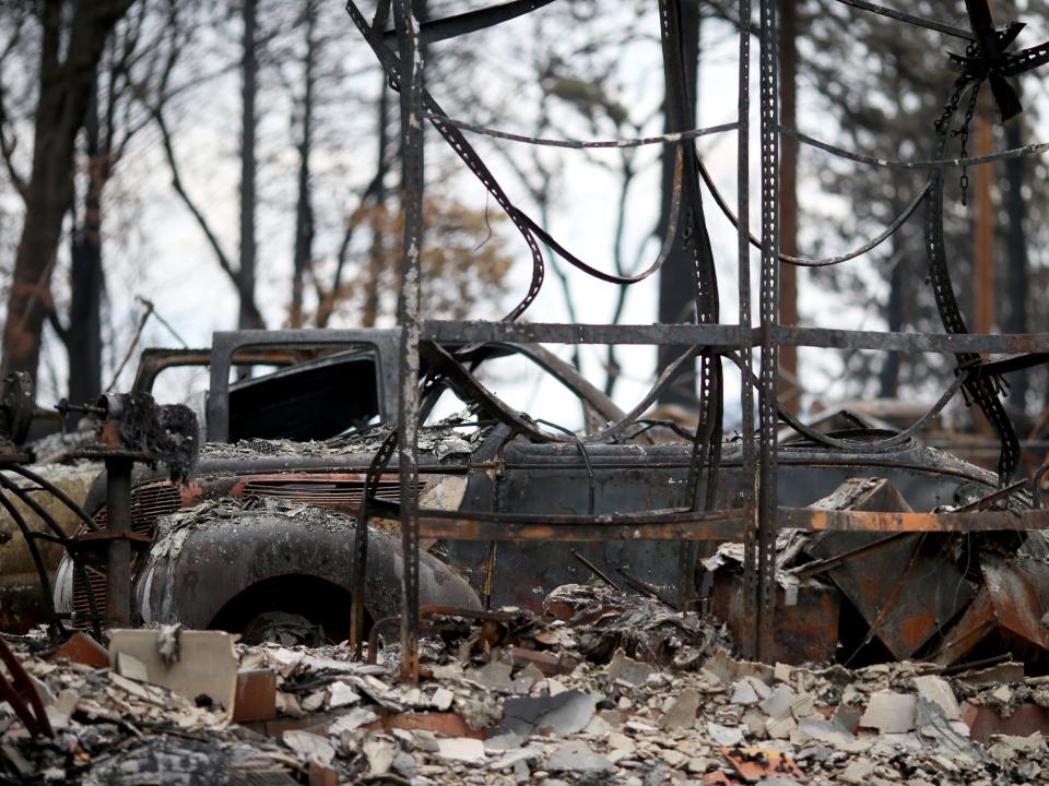 7A classic car destroyed by the Camp Fire in the town of Paradise, California, on November 27, 2018.