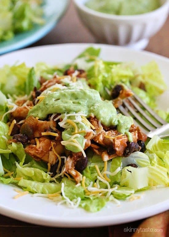 Easy Crock-Pot Chicken and Black Bean Taco Salad