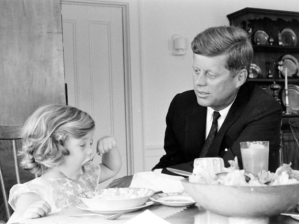 John F. Kennedy with his daughter Caroline in 1960.