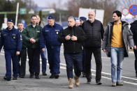 FILE - Hungarian Prime Minister, Viktor Orban visits the border stations of his country with Ukraine in Beregsurany, Hungary, Saturday, Feb 26, 2022. Orban, has nurtured close political and economic ties with Russia for more than a decade. But following Russia's large-scale invasion of Ukraine, Hungary's neighbor, Orban is facing growing pressure to change course. (AP Photo/Anna Szilagyi, File)