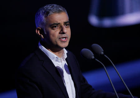 Soccer Football - The Best FIFA Football Awards - London Palladium, London, Britain - October 23, 2017 Mayor of London Sadiq Khan speaks during the awards REUTERS/Eddie Keogh