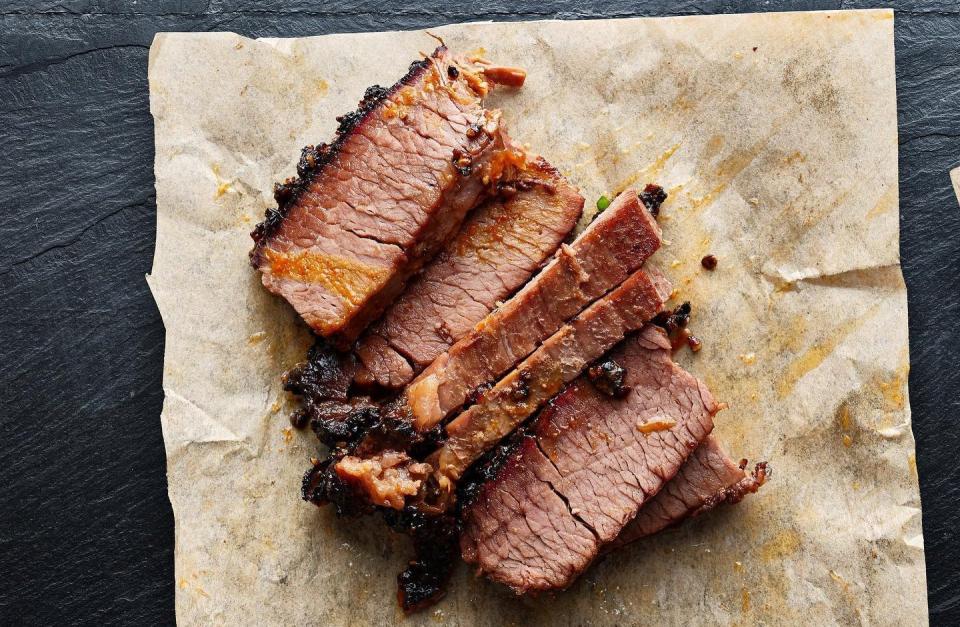 At Nevs Barbecue in Palm Beach Gardens, the Texas-style smoked brisket is the centerpiece item on the menu.