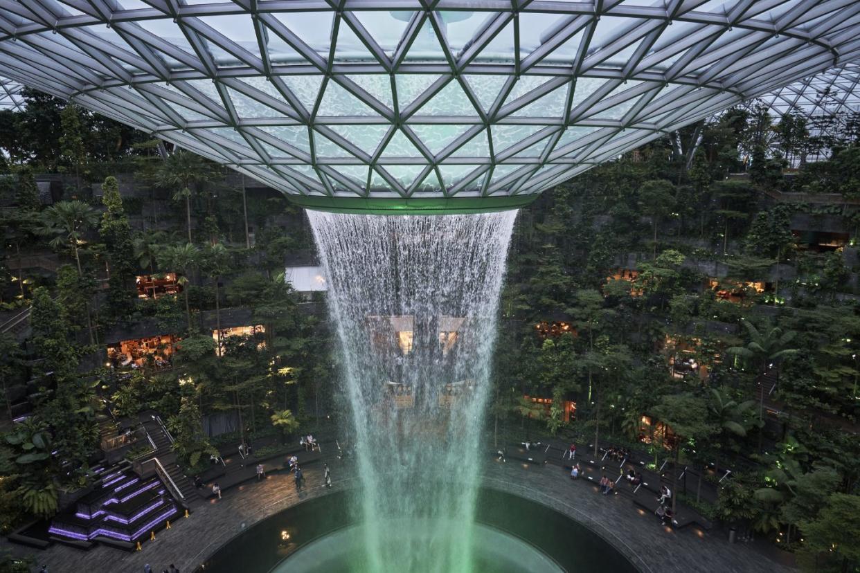 waterfall inside Changi Airport