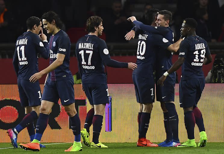 <p>Sur un caviar de Javier Pastore (encore un), Julian Draxler a doublé la mise. 2-1 pour le PSG ! (crédit AFP)</p>