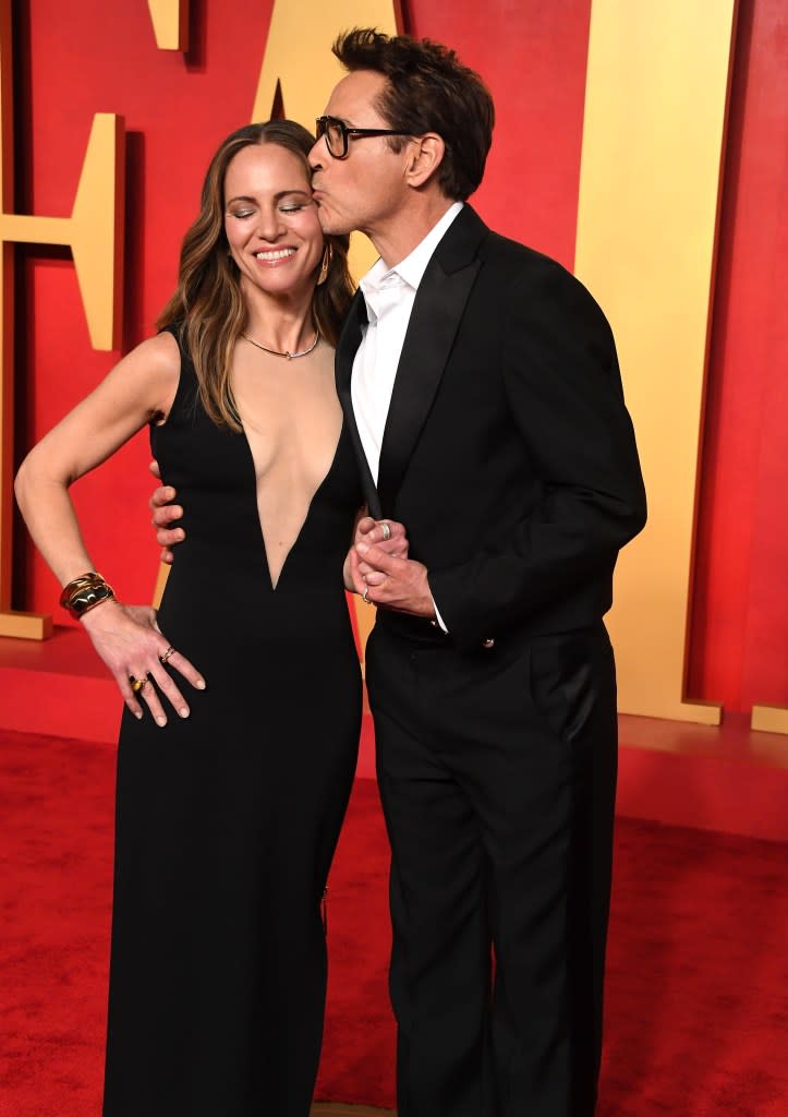 Susan Downey and Robert Downey Jr. arrive at the 2024 Vanity Fair Oscar Party. FilmMagic