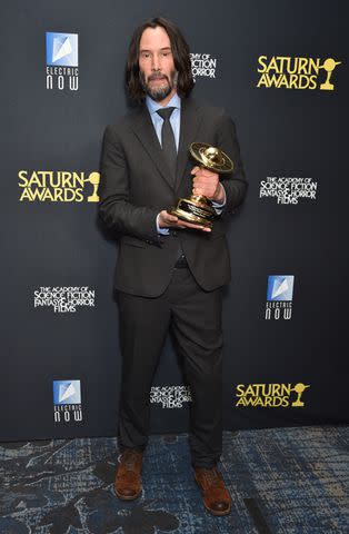 <p>Gregg DeGuire/Variety via Getty</p> Keanu Reeves at the 51st Annual Saturn Awards held at the Los Angeles Marriott Burbank Airport on February 4, 2024 in Burbank, California.