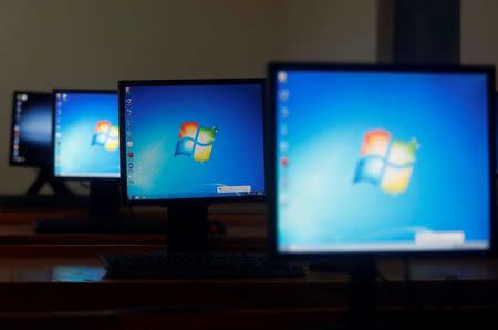 Computer screens are seen inside a computer science classroom at the University of Somalia in Mogadishu, July 13, 2017. Picture taken July 13, 2017. REUTERS/Feisal Omar