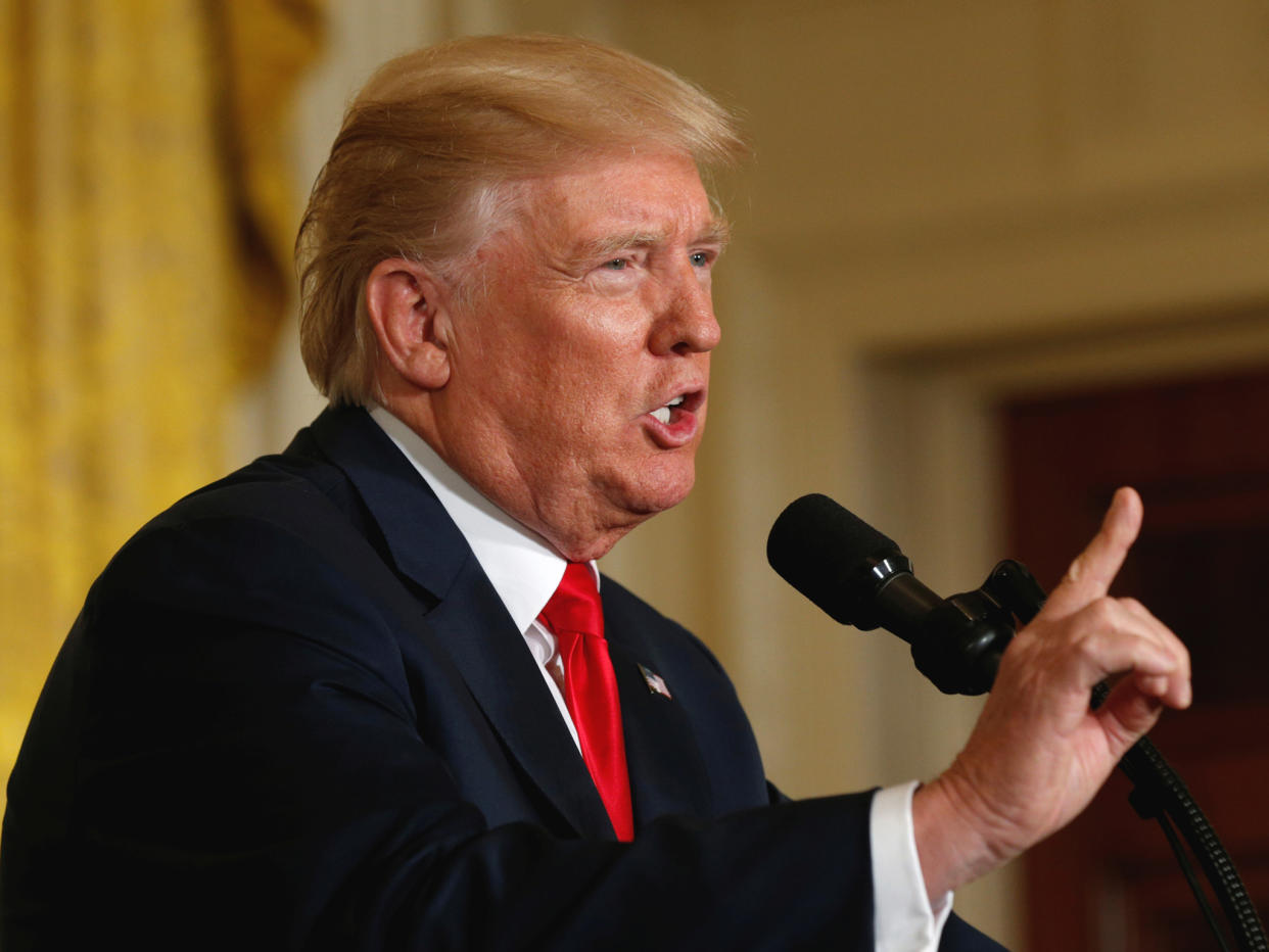 President Donald Trump speaks during a joint news conference with Finnish President Sauli Niinisto: REUTERS