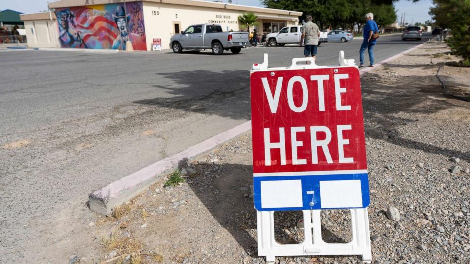 PHOTO: In this May 28, 2022, file photo, voters in Nye County arrives on the first day of early voting at the Bob Ruud Community Center in Pahrump, Nev. (Bill Clark/CQ Roll Call via AP Images, FILE)