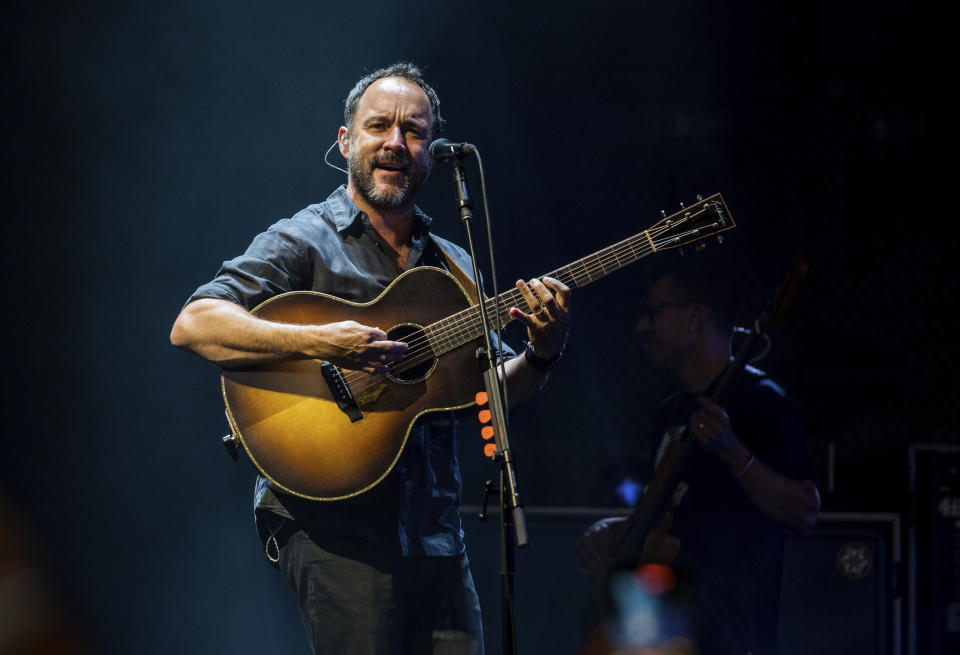 Dave Matthews, of Dave Matthews Band, performs on Tuesday, July 27, 2021, at Ameris Bank Amphitheatre in Alpharetta, Ga. Mary J. Blige, Cher, Foreigner, A Tribe Called Quest, Kool & The Gang and Ozzy Osbourne have been inducted into the Rock & Roll Hall of Fame. The class of 2024 also will include folk-rockers Dave Matthews Band and singer-guitarist Peter Frampton. The induction ceremony will be Oct. 19, 2024. (Photo by Paul R. Giunta/Invision/AP)