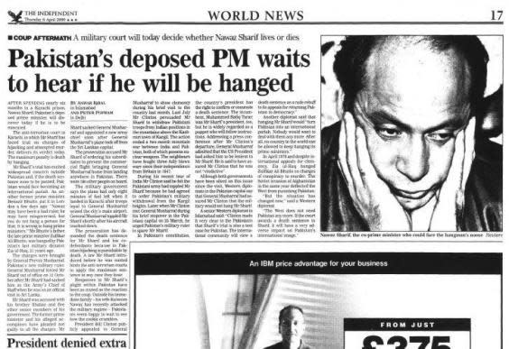 The Independent on Thursday 6 April 2000 when a military court was deciding on her husband’s fate