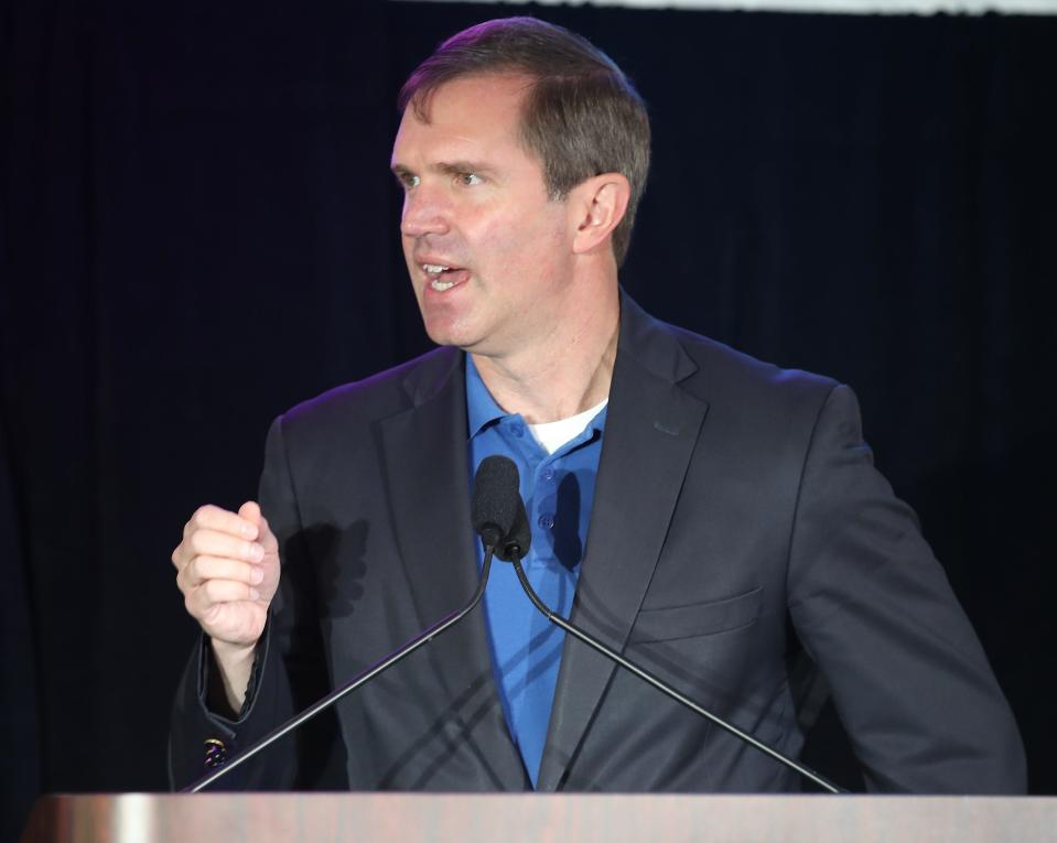 Governor Andy Beshear delivers remarks after Molina Healthcare gifted JCPS property along Broadway to create a new middle school. It will be the first new middle school building to be constructed in Louisville's West End since the 1930s.