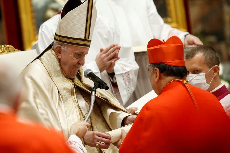 FILE PHOTO: Pope Francis elevates 13 prelates to the rank of cardinal, at St. Peter's Basilica at the Vatican