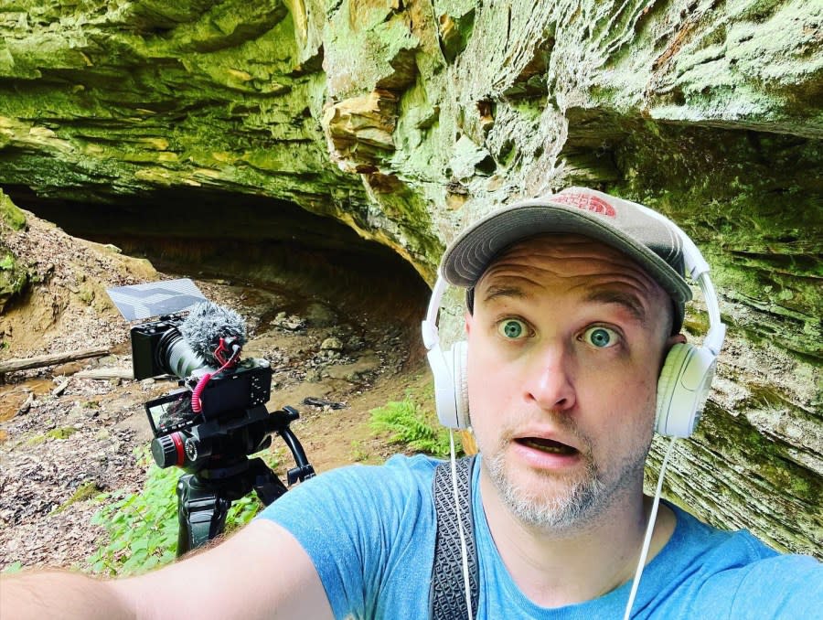 A selfie of Folker on the set of “At the End of the Canyon.”