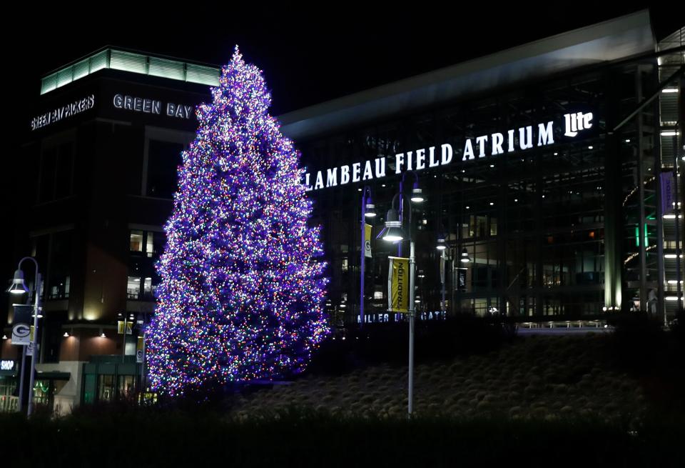 The 10,000 lights on this year's tree outside the Lambeau Field Atrium will be turned on during the 15th annual Festival of Lights from 5 to 7 p.m. Dec. 11.