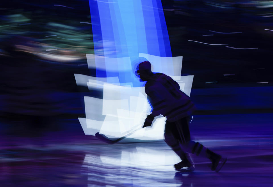 Dallas Stars defenseman Ryan Suter warms up for Game 4 of the team's NHL hockey Stanley Cup second-round playoff series against the Seattle Kraken, Tuesday, May 9, 2023, in Seattle. (AP Photo/Lindsey Wasson)