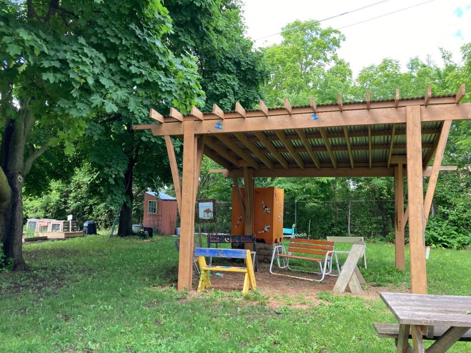 A pavilion near the Martin Drive Community Gardens near 46th and Vliet often serves as home for movie nights in the summer.