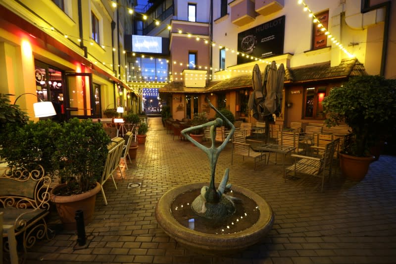 A view shows empty cafes and restaurants following coronavirus disease outbreak in Tbilisi