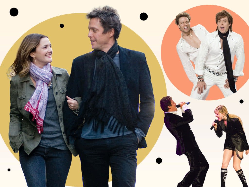 Drew Barrymore, Hugh Grant and Haley Bennett starred in songwriting romcom ‘Music and Lyrics’  (Shutterstock/The Independent)