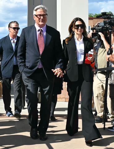 <p>FREDERIC J. BROWN/AFP/Getty</p> Alec Baldwin and his wife Hilaria Baldwin in New Mexico on July 10